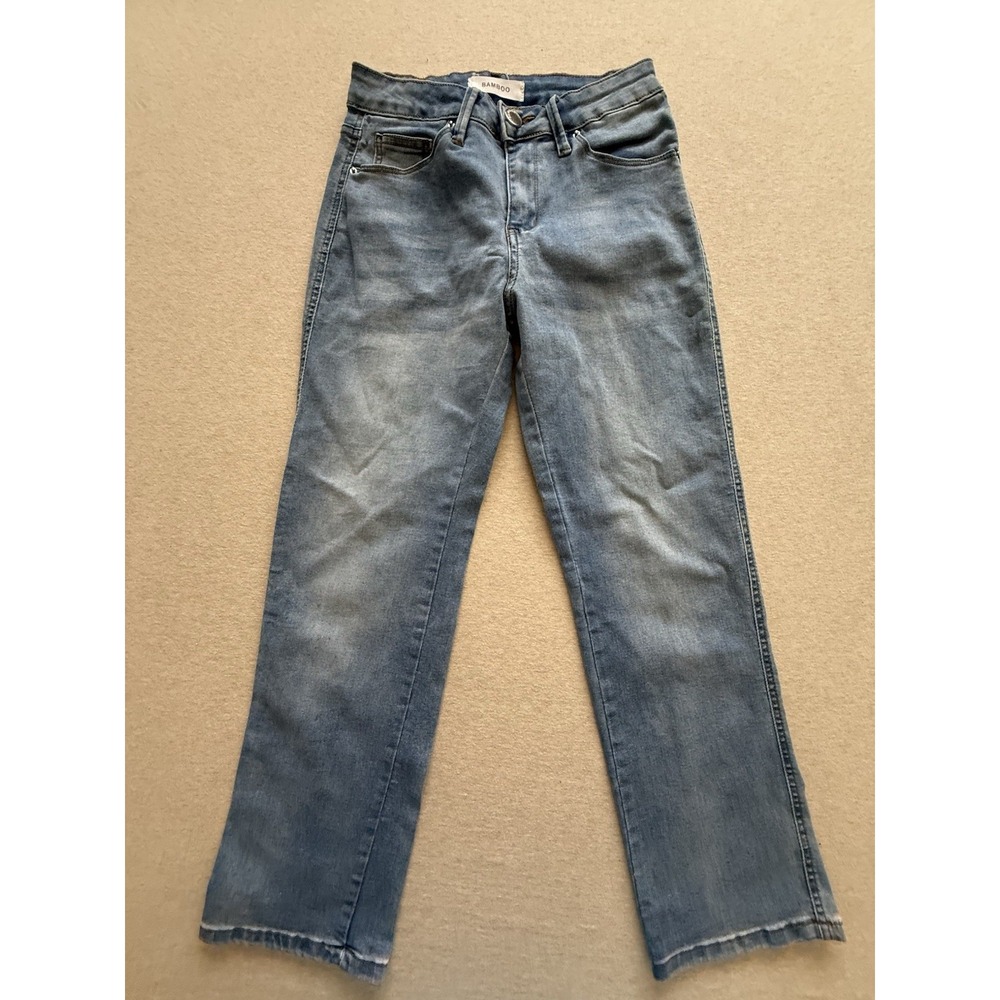 Bamboo Womans Blue Jeans Size 3 Wide  By leg Zipper